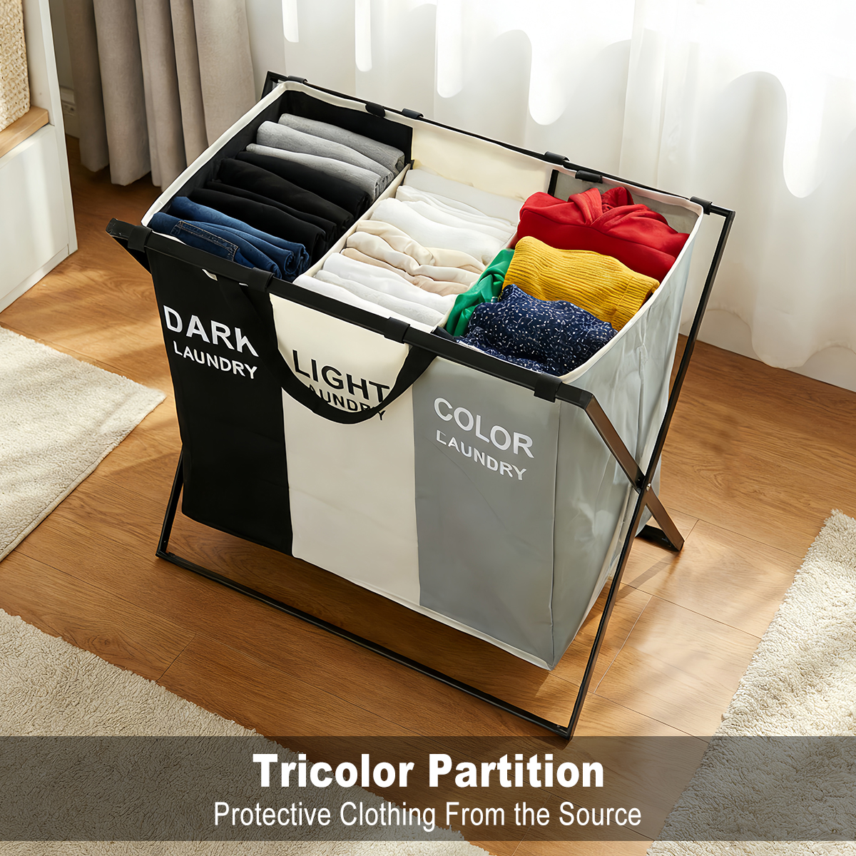 Water Bag Collapsible - 3 Section Folding Laundry Basket Collapsible