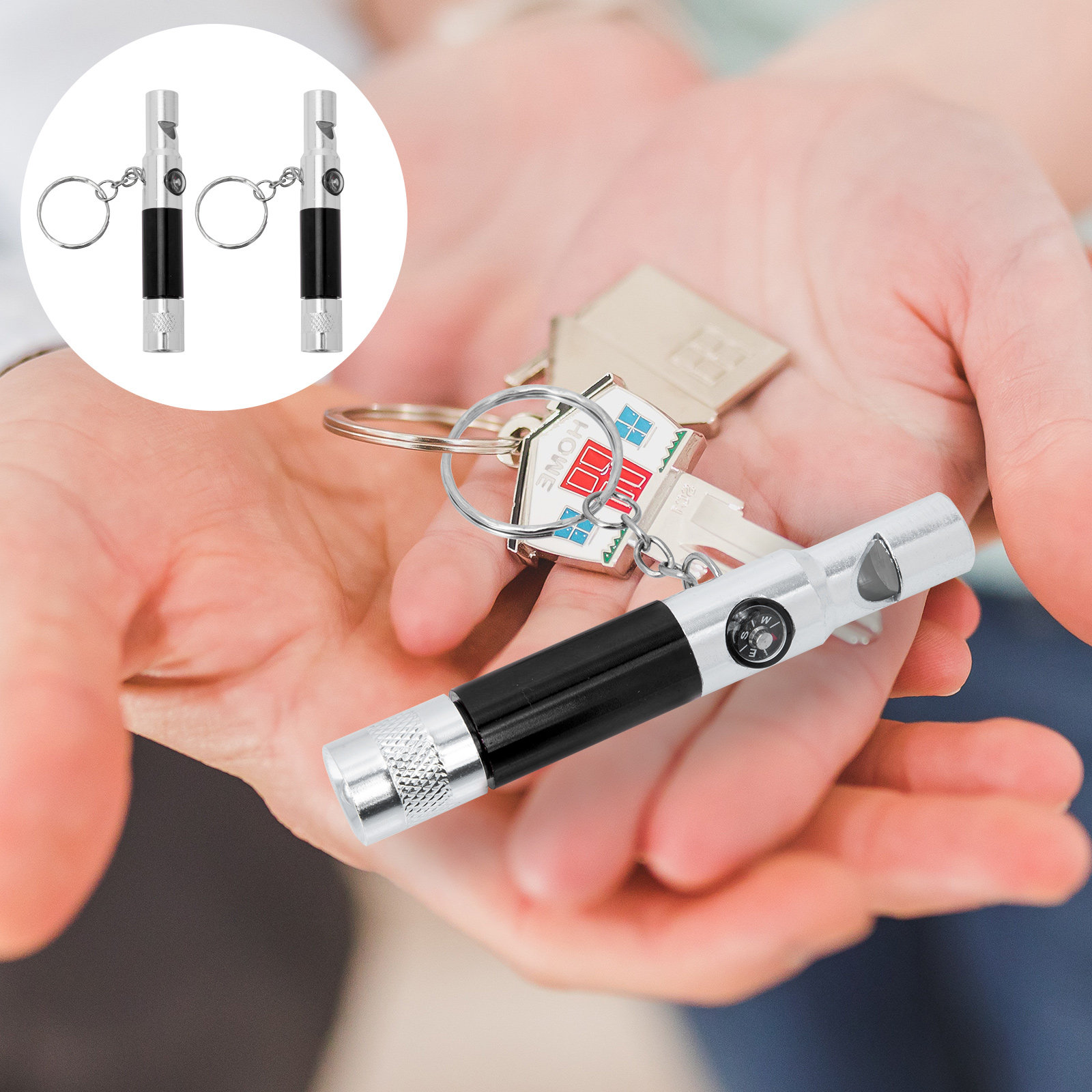 Emergency Whistle Loud - 2Pcs Multifunctional Survival Whistle Compass Flashlight