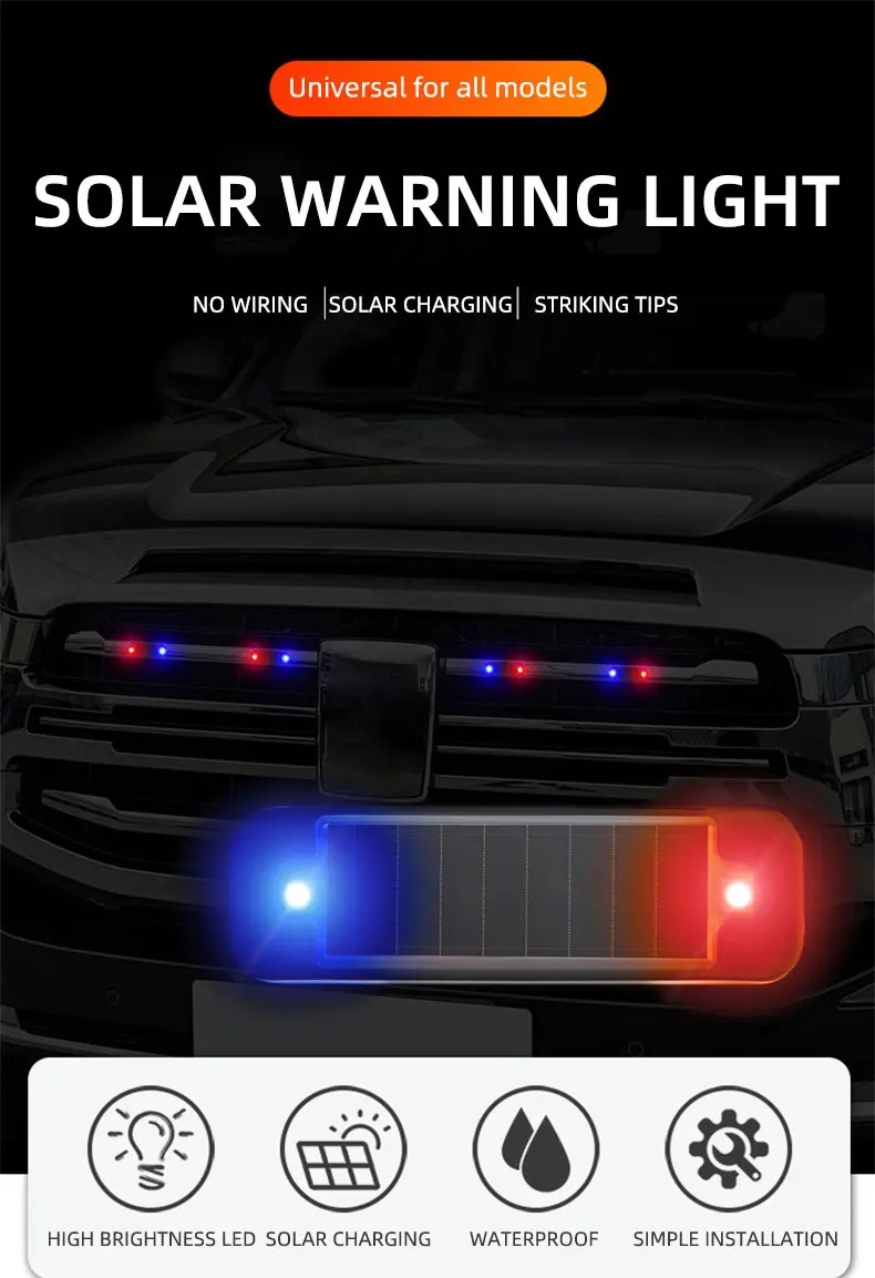 LED Solar Power Car Warning Li - Sos Light Strobe ulasan dan harga