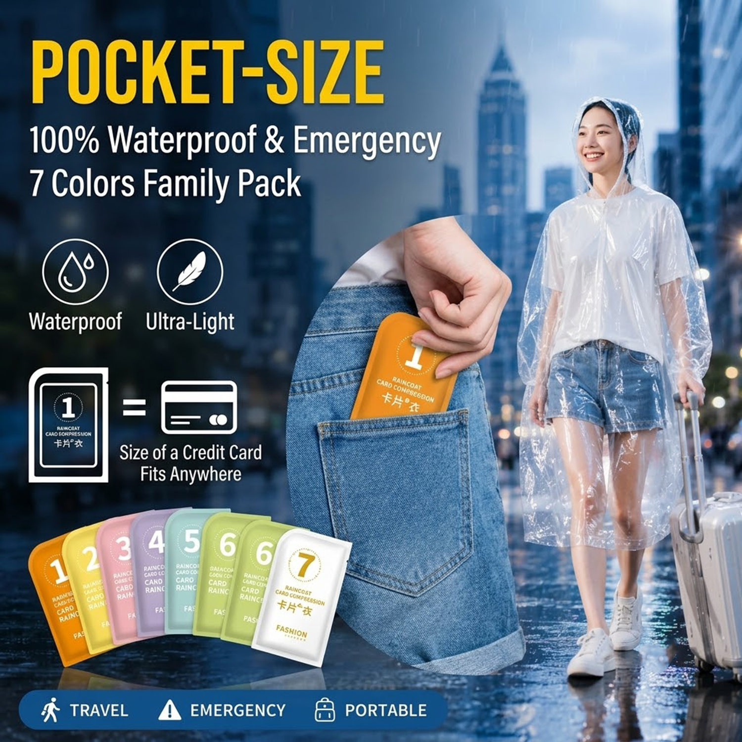 Unisex Portable Card Disposabl - Emergency Poncho Rain ulasan dan harga